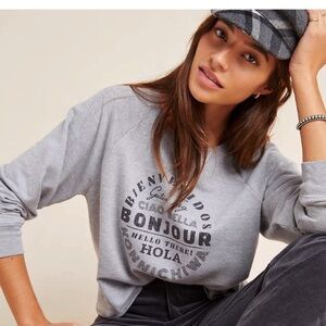 Anthropologie Bonjour Graphic Sweatshirt size S